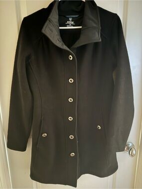 KÜHL Women’s Mid-Length M Black Wool Blend Button Front Coat Jacket Outdoor